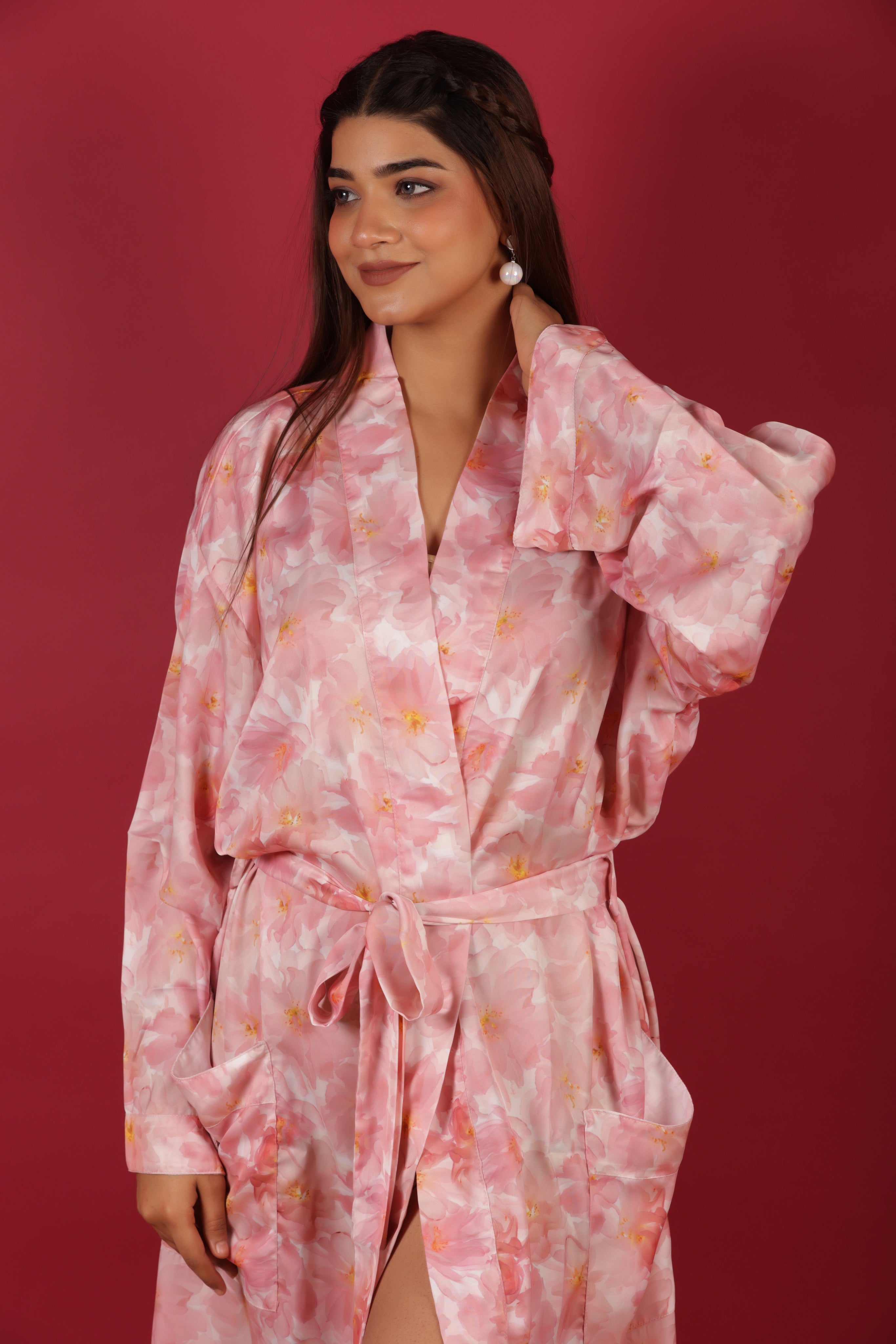 Baby Pink Beach Wrap Over Bathrobe