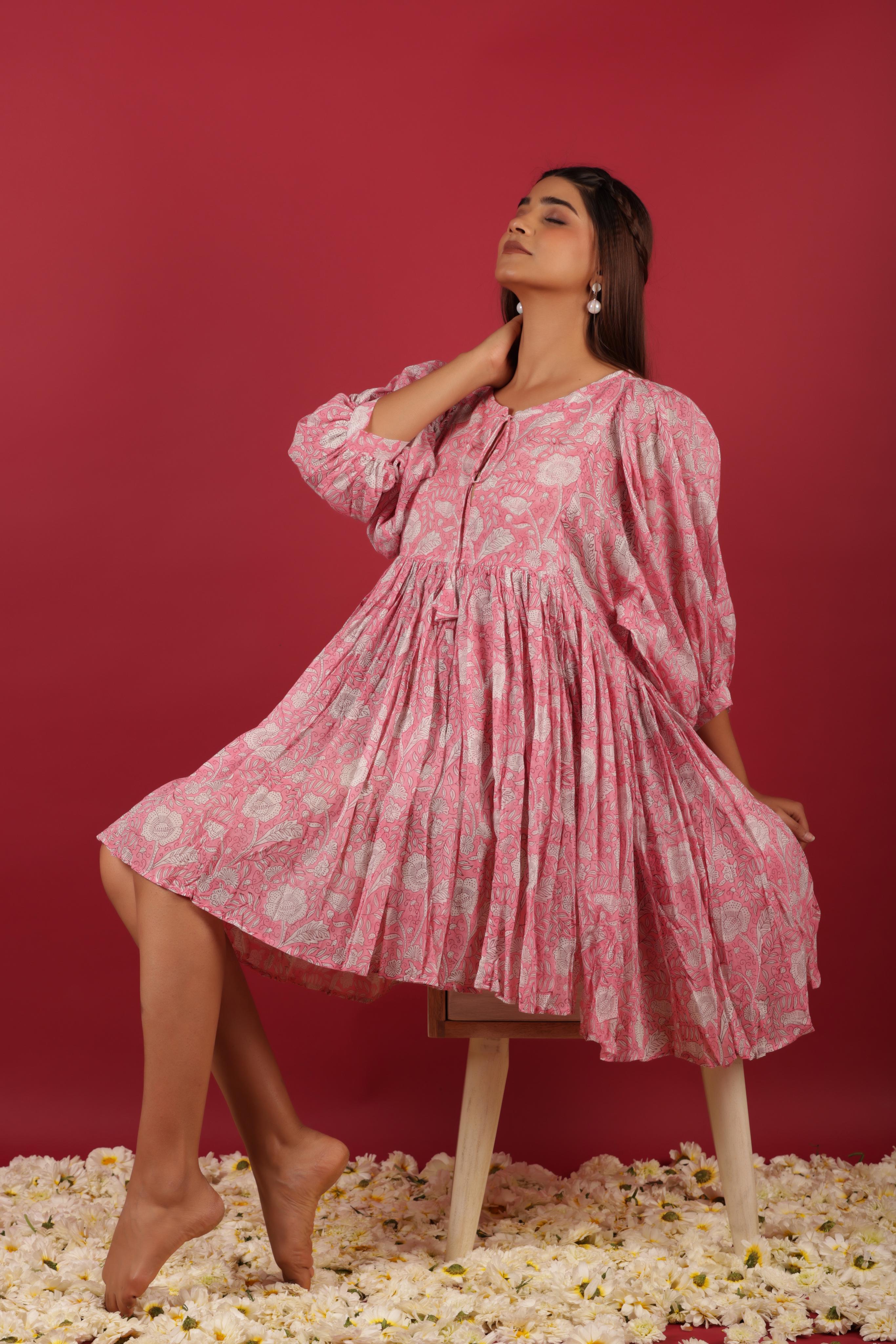 Pink Floral Dress For Her